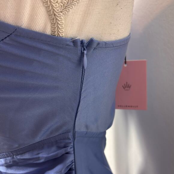 HELLO MOLLY CLASSY GIRL MIDI DRESS BLUE ONE SHOULDER CUT OUT SIZE SMALL NEW - Picture 7 of 9